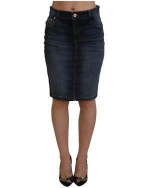 Fiorucci Donkerblauwe Denim Pencil Rok - Zwart