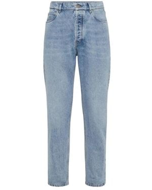Brunello Cucinelli Blaue Jeans Mit Verdecktem Reißverschluss
