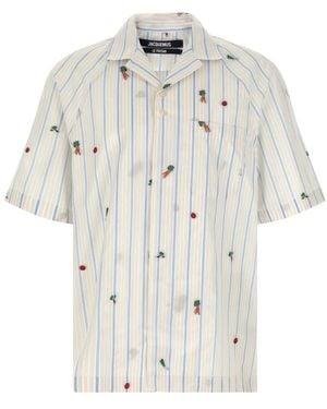 Jacquemus Overhemden ,Veelkleurig ,Katoen Romarin Short-Sleeve Shirt - Wit