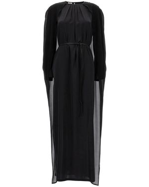 DI.LA3 PARI' Silk Cape Dress - Zwart