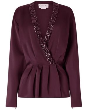 Genny Tie-Neck Satijnen Blouse - Paars