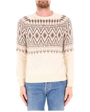 Ballantyne Wollmischungs-Pullover 7 Gauge - Weiß