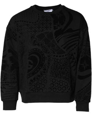 Dolce & Gabbana Velvet Print Crew Neck Sweater - Schwarz