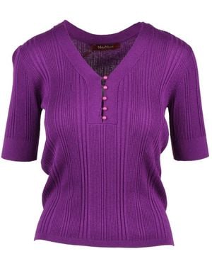 Max Mara V-Neck Knitwear - Violet