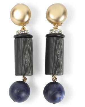 Giorgio Armani Accessoires ,Blauw ,Satijn Geometrische Clip-Oorringen