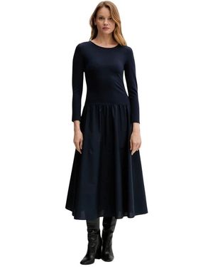 GANT Midi Jersey Woven Combo Ls Jurk - Zwart