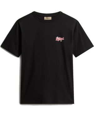 Woolrich Tops ,Zwart ,Katoen Cotton Emblem Tee