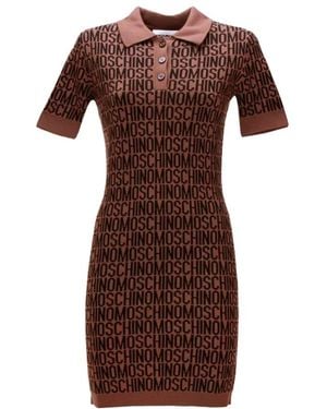 Moschino Kleedjes ,Bruin ,Wol Logo Knit Dress