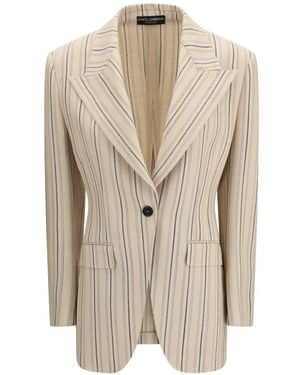 Dolce & Gabbana Jassen ,Enkelrijig Jasje Met Regimental Pinstripe - Naturel