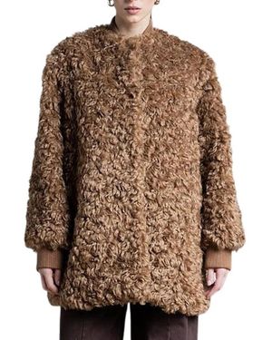 Kaos Korte Jas Van Krullend Imitatiebont - Bruin