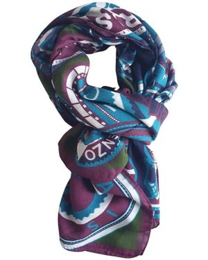 KENZO Mehrfarbiger Pashmina-Schal - Blau