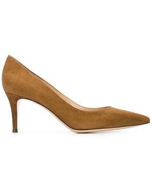 Gianvito Rossi Schoenen ,Bruin ,Leer Pump Met Middelhoge Hak
