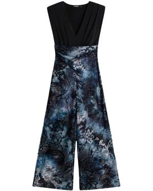 Desigual Jumpsuits & Playsuits ,Blauw ,Polyester Jumpsuit Van Twee Stoffen