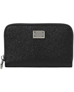 Dolce & Gabbana Schwarze Leder Zip-Around Geldbörse