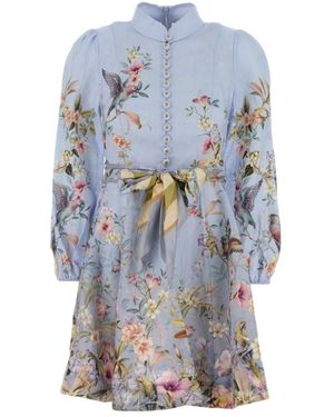 Zimmermann Kleedjes ,Veelkleurig ,Leer Rebellion Button Mini Jurk - Blauw