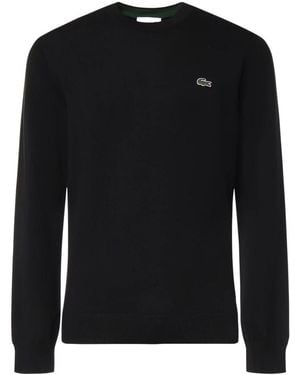 Lacoste Monochrome Ronde Hals Katoenen Trui - Zwart