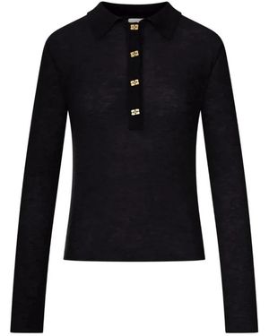 Ganni Tops ,Zwart ,Wol Polo Canale - Blauw