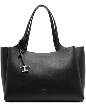 Tod's T Timeless Medium Leren Tote - Zwart