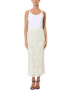 Pink Memories Maxi Skirts - White