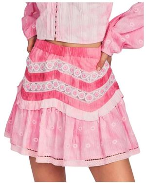 LoveShackFancy Rokken ,Roze ,Katoen Ruffle Mini Rok Felice