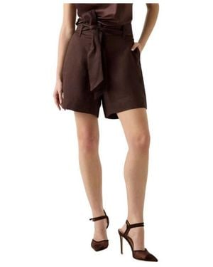 Guess Korte Broeken ,Bruin ,Linnen Casual Shorts Van Een Linnenmix