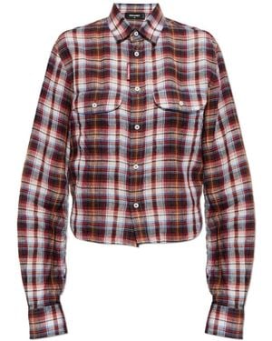DSquared² Overhemden ,Veelkleurig ,Linnen Linnen Geruit Overhemd - Rood