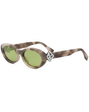 Fendi Stijlvolle Ovale Zonnebril Met Groene Lenzen