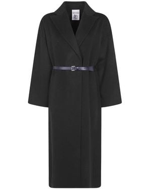 Semicouture Belted Coats - Black