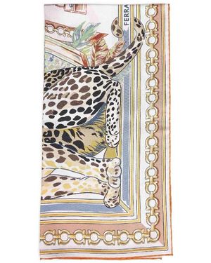 Ferragamo Accessoires ,Veelkleurig ,Felindra Zijden Foulard - Naturel