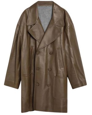 Fendi Jassen ,Bruin ,Leer Caban Jas