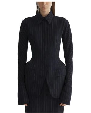 Mugler Jassen ,Zwart ,Nauwsluitende Jas Met Streep
