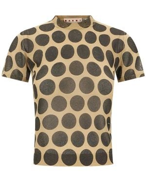Marni T-Shirt Aus Bedrucktem Nylon-Mix - Grün