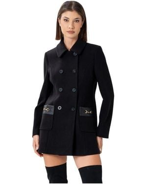 Kocca Mid Thigh Double-Breasted Coat - Schwarz