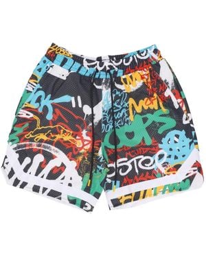PUMA Fitness ,Veelkleurig ,Polyester Graffiti Short - Blauw
