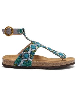 Maliparmi Schoenen ,Groen ,Katoen Diamond Beads Infrabijoux Sandalen - Blauw