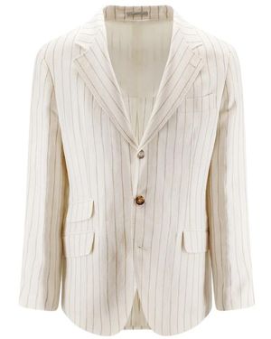 Brunello Cucinelli Kostuums ,Linnen Twill Blazer - Wit