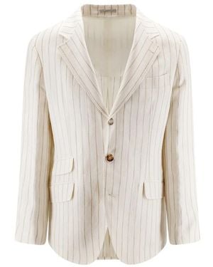 Brunello Cucinelli Kostuums ,Linnen Twill Blazer - Wit