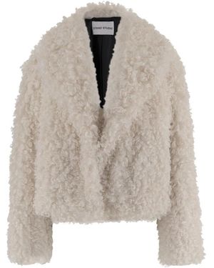 Stand Studio Jassen ,Wit ,Polyester Samara Furry Fake Fur Jas - Bruin