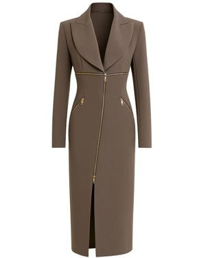 Babylon Graues Elegantes Strukturiertes Kleid - Braun