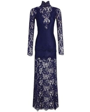 Rabanne Kleedjes ,Blauw ,Maxi-Jurk Van Bloemenkant