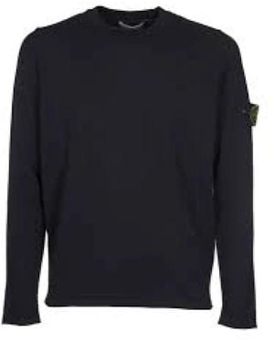 Stone Island Dunkelblauer Crewneck Pullover Mit Logo