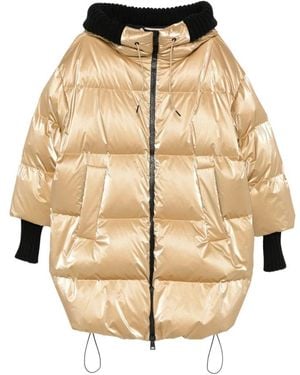 Herno Lange Donsjas Met Gebreide Kraag En Boorden - Metallic