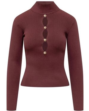 Self-Portrait Keyhole Knit Top - Rood
