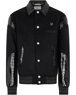 Philipp Plein Coster Jacket With Cocco Inserts - Zwart