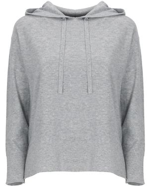 Marella Hoodies & Sweatvesten ,Grijs ,Wol Linea Emme Hoodie