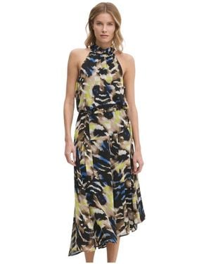 DKNY Bedrukte Midi-Jurk - Metallic