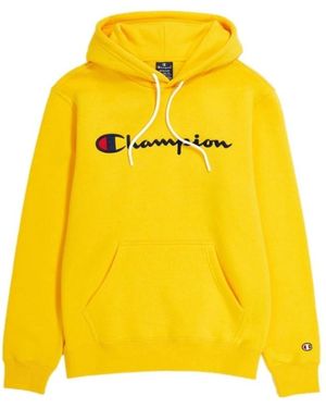 Champion Gelber bestickter script logo hoodie