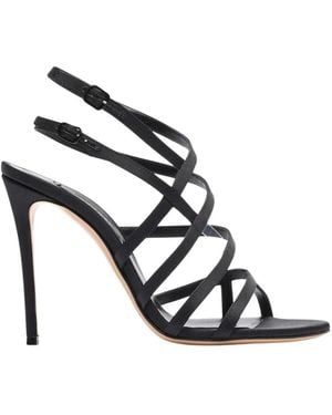 Casadei Julia Satin Cage Sandals - Black