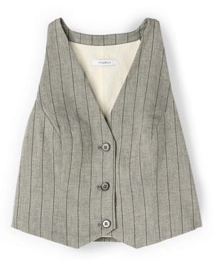 mötivi Gestreiftes Top-Gilet Aus Leinenmischung - Grau