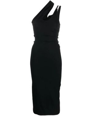 Mugler Abito midi asimmetrico nero
